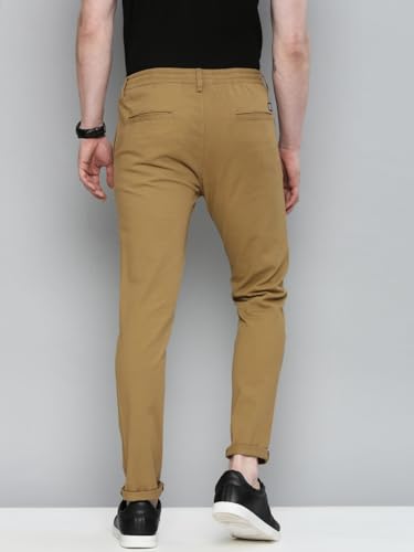 Image of The Indian Garage Co Men Slim Fit Solid Mid-Rise Chinos