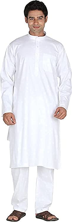first look Fashtastic Regular Fit Men's White Cotton Kurta Pyjama Set (Size: 2XL)(4 Unit)-picture-11