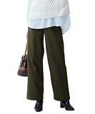 [ニッセン] パンツ レディース 裏起毛ストレッチゆるフィットワイド 大きいサイズ有 カーキ 10L