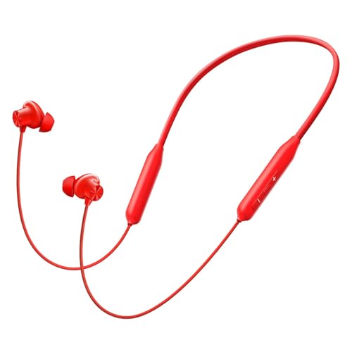 Image of Original Neckband Compatible for OnePlus Z3, Bluetooth Wireless Earphones with Smart Vibration Alert, Dual Pair Mode, ENC Mic & 45dB (Orange Color)