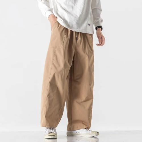 Summer Men Wide Leg Pants Light Thin Solid Casual Pants Male Loose Joggers Cargo Trousers2