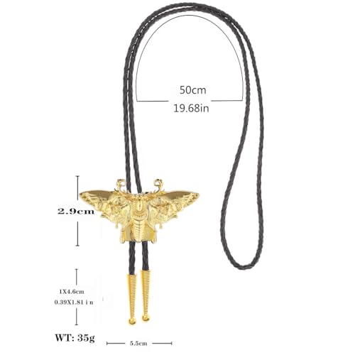Image of Western Cowboy Bolo tie for Men Women Gold Silver Death Skull Moth Cross Bolo Tie Christmas Deer Rooster Wolf Necktie Gift
