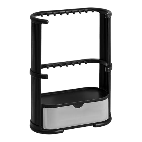Soporte organizador de joyas, organizador de collares, soporte de joyería a prueba de polvo, organizador de joyas de 3 niveles, soporte de joyería con cajón, organizador de pulseras y anillos, soporte