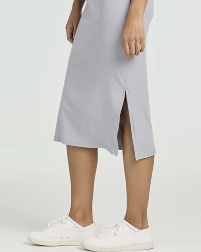 Image of Real Essentials 3 Pack: Women's Ribbed Knit Sleeveless Crew Neck Tank Casual Midi Shift Dress with Slit