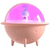 Umidificatore USB a sfera spaziale da 350 ml, nebbia fredda con luce notturna a LED, silenzioso, aria da scrivania, per camera da letto, cameretta dei bambini, piccola stanza, bianco (rosa)