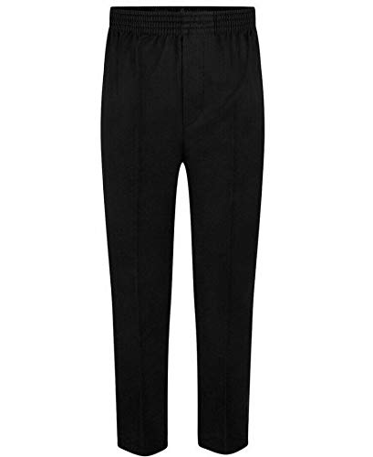 L S U Pantalones de escuela elásticos para niños, gris/negro, talla 2/3 a 13/14