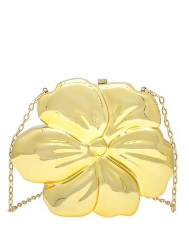 Women's Acrylic Flower Shaped Box Crossbody Bag Elegant Handbag Glossy Evening Party Purse Clutch With Chain