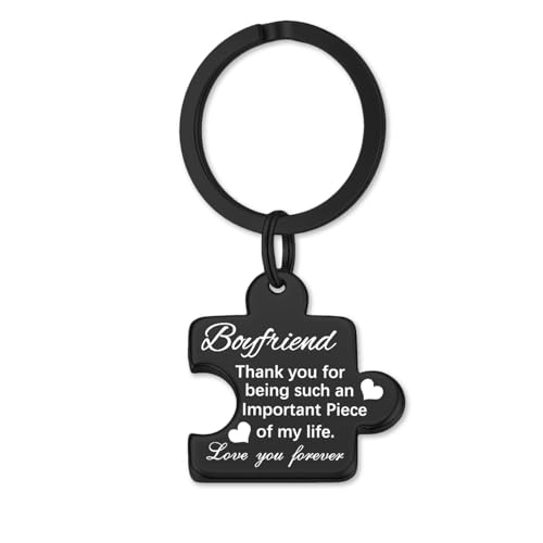 Image of Gifts for Boyfriend Puzzle Key Chain Mens Keychain Stainless Steel Keychains for Men Jewelry Gift