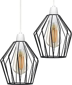 LEDSone 2 Pack of Metal Wire cage Lampshade, Vintage Industrial Cage Chandelier Lamp Shade Wall Lamp Ceiling Wire cage for Kitchen, Living Room, hallways — image 1