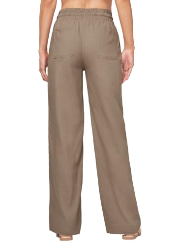 Image of Willit Women Linen Pants Wide Leg Casual Palazzo Pants Beach Summer Lounge Pants Trousers with Pockets 29 inch /31 inch / 33 inch