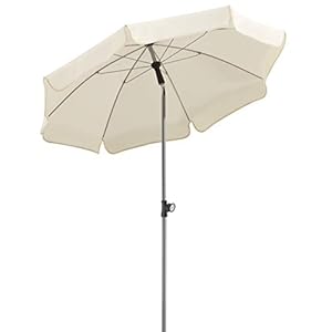 Schneider 715-02 Parasol Locarno, natuur, 150 cm rond, frame staal, bespanning polyester, 2 kg, Grijs, 150l x 150b x 240…