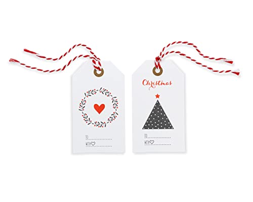 Christmas Red White and Blue Gift Wrap Tags with String