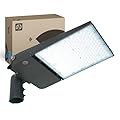 ASD LED Parking Lot Light Fixture with Slip Fitter Bracket | 300W 44000LM 5000K 100-277V IP66 | Dimmable, Photocell, Waterproof, DLC, UL Listed | Dusk to Dawn Lamp, Shoebox Lighting | Bronze