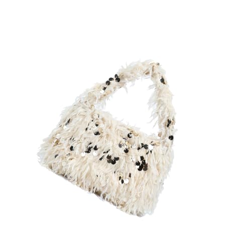 Sac de soirée paillettes et fausse fourrure pour femme élégante en fête