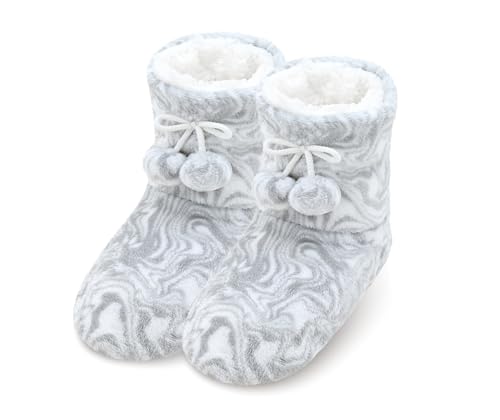 Image of Keyela Womens Non-Slip Sole Slipper Socks, Fluffy Winter House Booties | Ultra soft fuzzy warm indoor house slippers Non-skid bottom for safe walking Cozy winter footwear for ladies