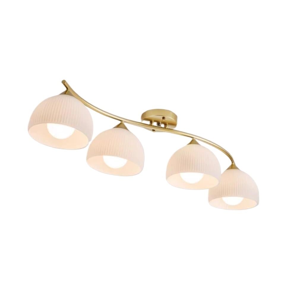 Luminaire plafonnier haut de gamme en verre opalin doré style vintage