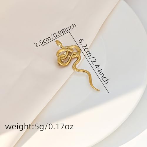 Image of Dainty Long Snake Brooch Pin Gothic Simple Sanke Pin Stainless Steel Smooth Snake Collar Pin Coat Suit Accessory Metal Animal Lapel Pin Banquet Badge Pins Backpack Bag Brooches Pin for Women Men