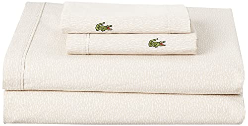 Image of Lacoste 4-Piece Cotton Sheet Set, Camo, Oatmeal, Full
