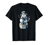 Denim Patchwork Snowman Christmas Winter Snowfall
