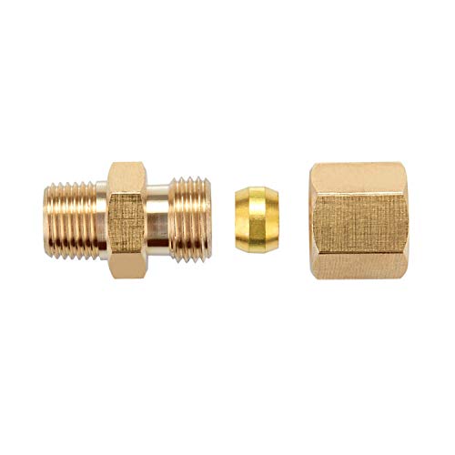Litorange 4 Pack Metal Brass Compression Tube Pipe Fitting Connector, Straight Coupling Adapter, 1/4" Tube Od X 1/4" Npt Male #TOP2