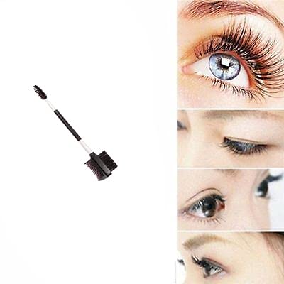 Double-end Eyelash Comb Separator Mascara Lift Curl Metal Beauty Eyes Makeup Tool Eyelashes Comb (Black Silver) 4