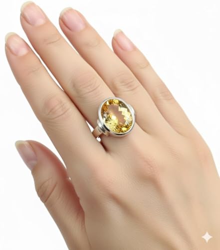 Image of 55Carat Choose Your Color Natural Gemstone Sterling Silver Statement Rings Oval Shape Handmade Sizes 5-12