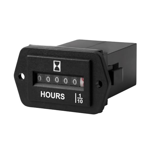RileyFine Mechanical Timer Waterproof Hour Meter for Small Engines Auto Boat Motorcross Generator Lawn Mower Tractor Pump golf cart Marine Truck Wood Chipper (AC 110-250V)
