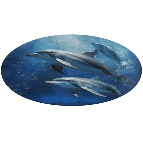 Alfombra pequeña de delfines para baño y cocina lavable 2