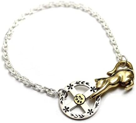 COSUMOSU Cute Cat Bracelet for Women – 925 Sterling Silver Chain Bracelet with Cat Charm, Everyday Jewelry Gift