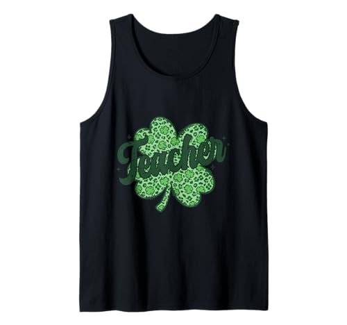 Camisa retro de trébol del día de San Patricio con estampado de leopardo Camiseta sin Mangas