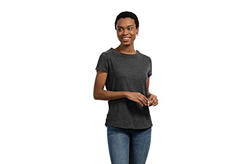 MAI Post Shoulder Surgery Shirts | Chemo Clothing | Women Short Sleeve Shirt | Easy Snaps on Shirt Sides and Full Arm Opening | Soft Fabric | Dialysis Clothing Heather Charcoal | Adaptive Clothing