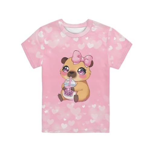 Image of Xhuibop Kids Tshirts Girls Boys 3-16 Years Summer Clothes for Teens Loose Fitting Tops