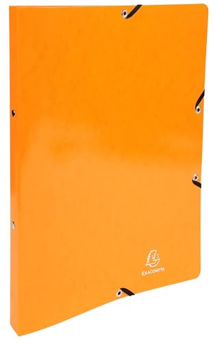 Classeurs carte lustrée Exacompta A4 orange avec élastiques pour bureau | Lot de 20