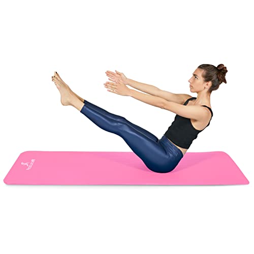 Prosourcefit 1/2 In Extra Thick Yoga Pilates Exercise Mat, Padded Workout Mat For Home, Non-Sip Yoga Mat For Men And Women, Pink, 71 In X 24 In #TOP3
