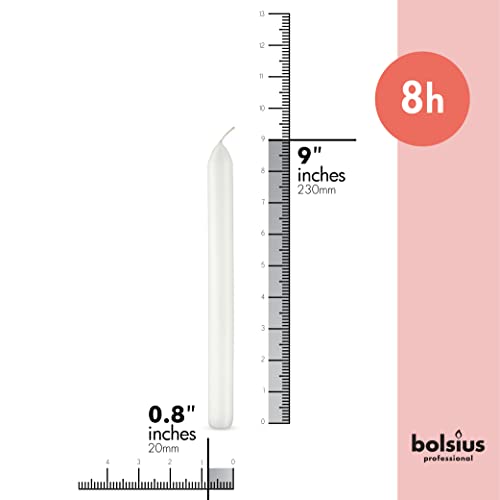 BOLSIUS White Candles 10 Pack - 9 Inch Straight Taper Candle Set - 8 Hour Candlesticks - Fits Most Standard Candle Holders - Premium European Quality - Household, Dinner, Wedding, & Party Candlesticks - Image 4