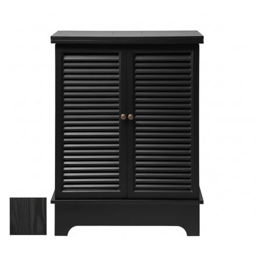 Image of APRODZ Mango Wood Downer Bar Cabinet with Wine Glass Storage for Living Room, Standard Black Finish