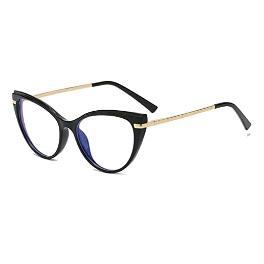 LJCZKA Blue Light Blocking Glasses Women Anti Eye satrain Computer Cat eye Eyeglasses Cateye Clear Frame (Black)