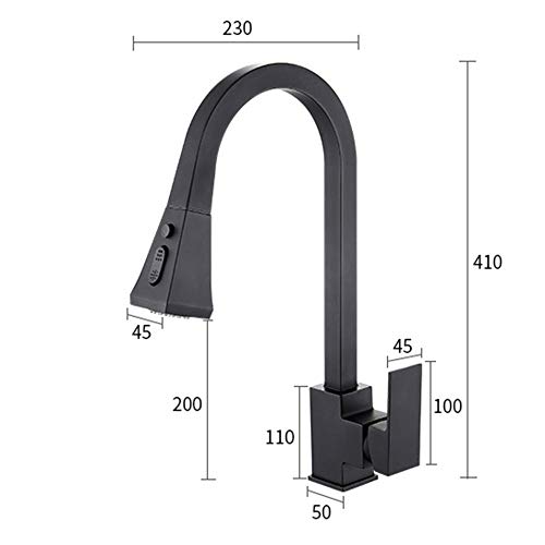 Robinet de cuisine noir rotation 360° à double jet pour évier moderne