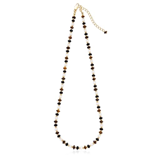 Monsefi Gemstone Bead Necklaces for Women Multi Color Beaded Choker