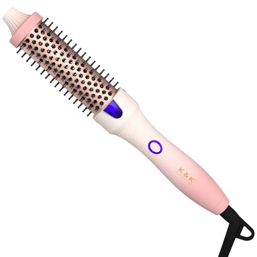 K&K 1.25 Inch Heated Curling Brush with Ceramic Tourmaline Ionic Technology - Volumizing Hot Brush for Root Volume & Loose Curls