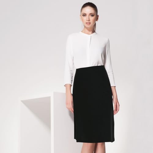 Women's Basic Plain Stretchy Ribbed Knit Knee Length A-Line Skirt3