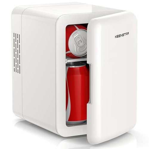 4L Mini Fridge for Skincare & Food, 110V/12V Cooler & Warmer, Portable Refrigerator for Bedroom, Office, Car, Dorm - Ultra Quiet, Energy Efficient, Dual Use for Breast Milk, Cosmetics, Snacks (White)