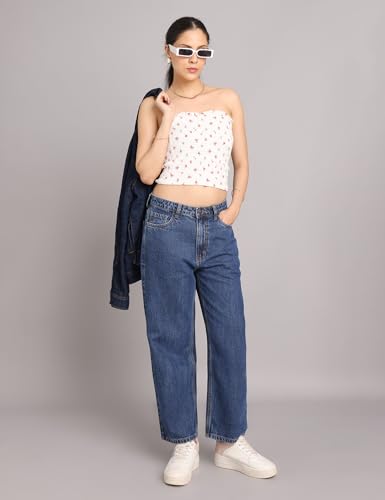 Image of INKD Women's Relaxed Fit Jeans - Mid-Rise | 100% Cotton | Jeans for Women (Available in Plus Sizes)