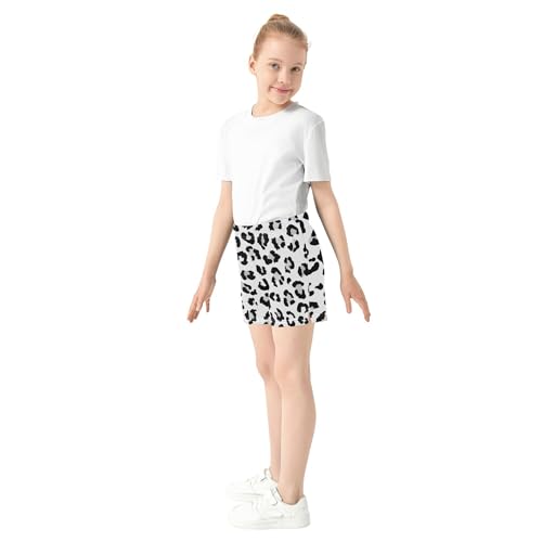 Girls Shorts Leopard Spots Black White Animal Print Unique Cute Casual Athletic Kids Pajama Summer Fashion, X-Small4