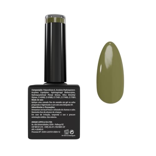 Esmalte em Gel Verde Oliva Suave, Linha Essencial, 8ml - American Burrs Nails