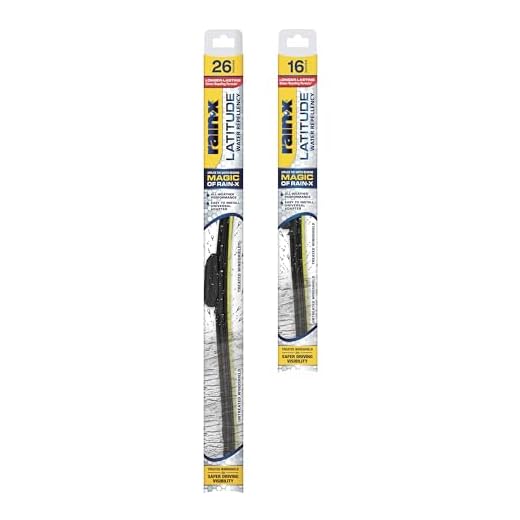 Rain-X 810163 Latitude 2-In-1 Water Repellent Wiper Blades, 26" and 16" Windshield Wipers (Pack Of 2), Automotive Replacement Windshield Wiper Blades With Patented Rain-X Water Repellency Formula