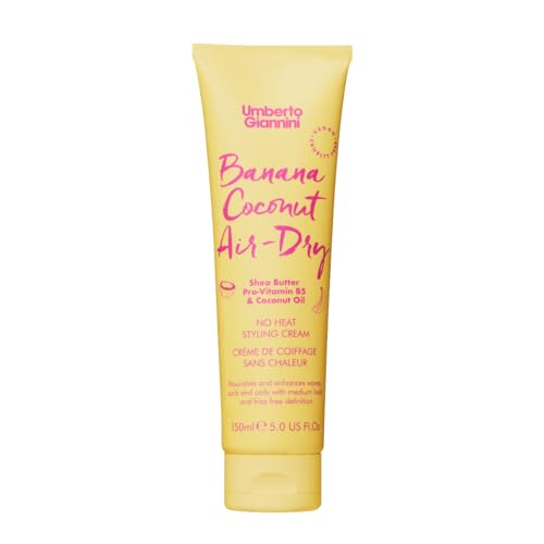 Umberto Giannini Banana Coconut Air Dry Cream 5.fl Oz - Weightless Curl Cream with Medium Hold Flexible Curls and Waves