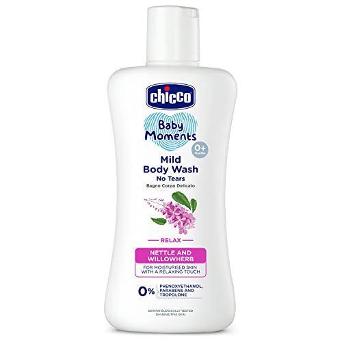 Image of Chicco Baby Moments Mild Body Wash Relax, New Advanced Formula with Natural Ingredients, No Tears & Soap-Free, Mild formula for Baby's Body & Face Wash, No Phenoxyethanol and Parabens (200ml)
