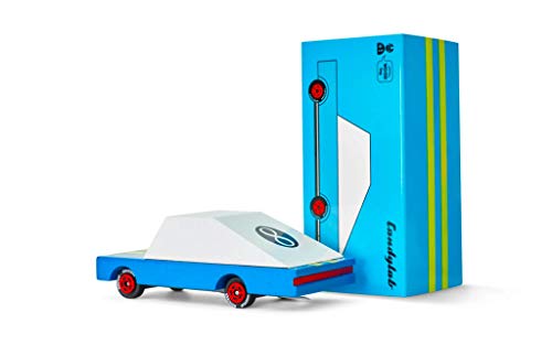 Candylab Toys Wooden Car, CandyCar Blue Racer, Kids Mini Toy Car, Solid Beech Wood