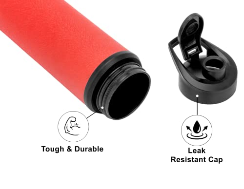 Image of KLASSI KICHEN Stainless Steel Sports /Fridge Water Bottle, 750 ml, Coco Red, Chromo Xtreme with Sipper & Cap | Eco-Friendly & Leak-Proof Water Bottle (Pack of 2)